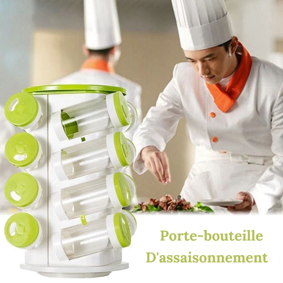 Étagère à épices 16 en 1 avec porte couverts Compact Rotatif