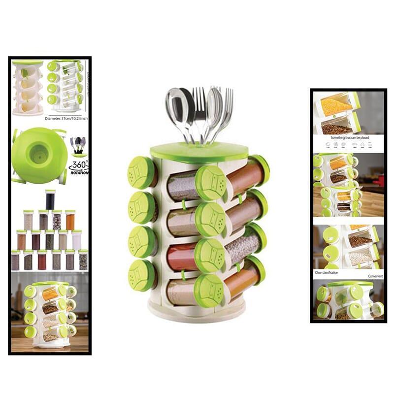 Étagère à épices 16 en 1 avec porte couverts Compact Rotatif