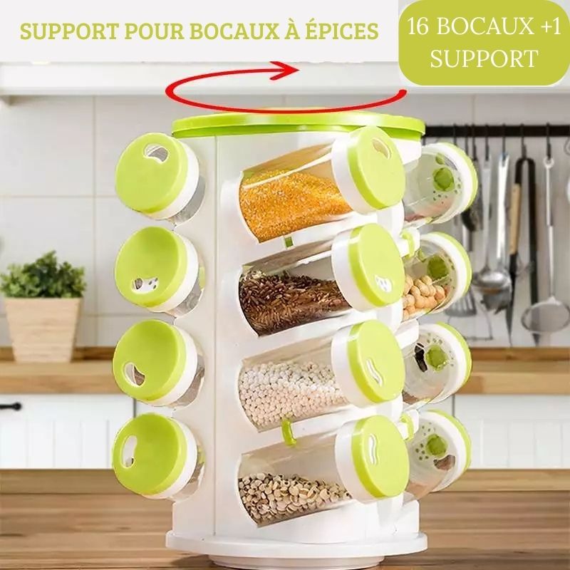 Étagère à épices 16 en 1 avec porte couverts Compact Rotatif